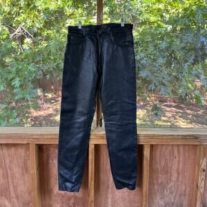 DEFY Men's Cow Skin Motorcycle Pants Heavy Duty Leather Black Size 32. NEW